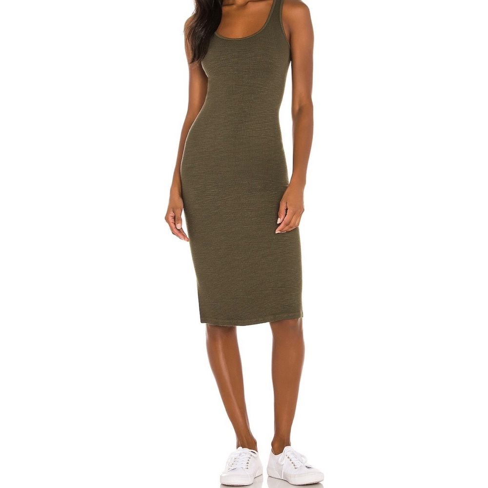 MONROW super soft tank ribbed dress in green. And a bonus one in black. NWOT